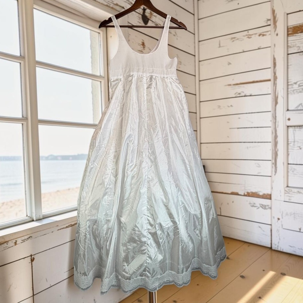 Vintage Petticoat Slip S White Cotton Tulle Satin Lace Full Length Historical